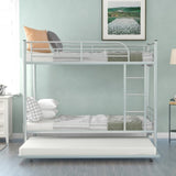 ZUN Twin-Over-Twin Metal Bunk Bed With Trundle,Can be Divided into two beds,No Box Spring needed ,White 47074765