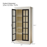71.2'' Tall Display Cabinet with Glass Doors, Rustic Style China Cabinet, Curio Cabinet for N845P272501B