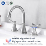 ZUN 2-Handle 8 inch Widespread Bathroom Sink Faucet Brushed Nickel Lavatory Faucet 3 Hole 360&deg; Swivel 01184644