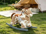 Brown Kids Rocking Horse Soft Plush Horse Rocker with Rabbit Toy, Realistic Neigh for Playroom & 24126253