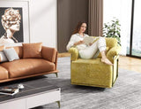 360 Degree Square Swivel Accent Sofa Chair,Fluffy Fabric Lounge Wide Upholstered Reading Chair with W2012P319077