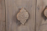 Carved Flower Door Handle, Antique Four Door Cabinet for Living Room Kitchen Hallway W1445P146388