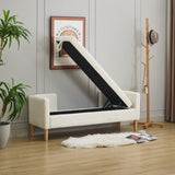 65.35"Wide Corduroy Storage Soft Bench with Armrests, Backrest and Two bolster Pillows for Living 45014415