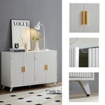 ZUN ideboard with wavy texture buffet cabinet, white accent cabinet with door, modern bookcase for W1705P179816