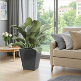 18" H Tall Mental Tapered Planter Large Outdoor & Indoor Garden Plant Pot with Drainage Hole and W3077P276878