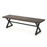 Outdoor Aluminum Dining Bench with Steel Frame, Brown / Black 61625.00BBRNMP1