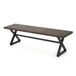 ZUN Outdoor Aluminum Dining Bench with Steel Frame, Brown / Black 61625.00BBRNMP1