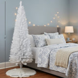 6FT Christmas Tree Slim Pencil Artificial Plant 390 Realistic Branch Tips Plastic Stand White Indoor 68373116