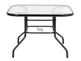 Outdoor Dining Table Square Toughened Glass Table Yard Garden Glass Table 90130627