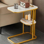 ZUN C-Shaped End Table, End Table for Couch, Table for Couch, C Shaped Side Table with Storage Shelf, 84333909