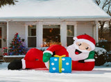 7FT Lighted Christmas Inflatable Decoration, Inflatable Santa Lying on Floor, Funny Blow Up Yard 49600765