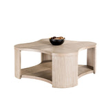1pc Coffee Table Modern Style With Open storage Attached Casters Rubberwood Structure Oak Finish B2741P360629