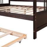Full Size Daybed Wood Bed with Twin Size Trundle,Espresso WF295131AAP