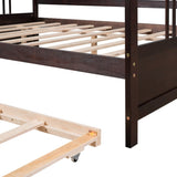 ZUN Full Size Daybed Wood Bed with Twin Size Trundle,Espresso 25716627