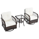 3-piece Outdoor Chair&Table Set 2-person Rattan Seating Group with Two Swivel Chairs and a Square N719P234190D