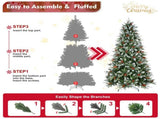 4FT Christmas Tree with 747 Tips, Red Berries & Pine Cones Snow-Dusted PEPVC Branches, Hinged 98678701
