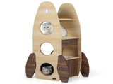 4-Tier Rocket Shape Cat Tree with 2-Tier Condo Sisal Scratch Pad Hanging Pompom NaturalWhite 12794480