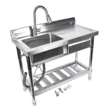 Stainless Steel Kitchen Sink Commercial Freestanding Utility Sink with Drawer and Pull-Out Faucet 48168067