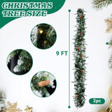 2 Pack 9FT Pre-lit Snow Flocked Christmas Garland, Lighted Artificial Xmas Garland with 200 Warm 83757573