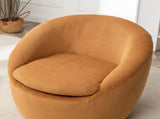 Winnie Modern Teddy Fabric Barrel Chair, 360&deg Swivel, Yellow T2574P281445