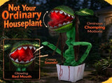 39" Halloween Animatronic Man-Eating Plant Prop, Sound Activated with Chomping Motion & Crimson 90253607