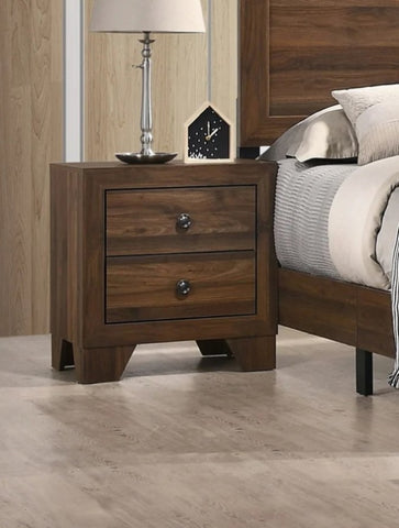 ZUN 1pc Transitional 2-Drawer Nightstand with Metal Hardware Brown Cherry Finish Bedroom Furniture B011P144384