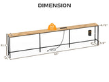 94.49"x7.87"x31.10" Console Table, MDF with Melamine Veneer & Iron Frame, with Power Outlet, Oak 17123848