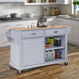 Cambridge Natural Wood Top Kitchen Island with Storage W914107254