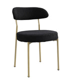 ZUN Boucle Upholstered Dining Chairs with Curved Backrest & Gold Metal Legs Set of 2, Black W2740P214382