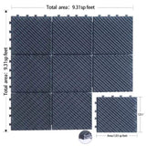 Patio Interlocking Deck Tiles, 12"x12" Square Composite Decking Tiles, Four Slat Plastic Outdoor W1859P224297