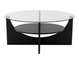 U-Shaped Contemporary Coffee Table in Black Wood and Clear Glass by LumiSource B202P223313