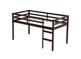 ZUN Solid Wooden, Rubber Wooden Twin Loft Bed with Ladder, Bed Platform of Strengthened Slats , Espresso W504P190953