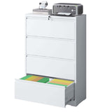 ZUN Lateral File Cabinet 4 Drawer, White Filing Cabinet with Lock, Lockable File Cabinet for Home 05208555