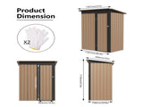 4.27FT x2.42FT Metal Garden Shed 5 X 3 FT Pent Roof with Hinge Door W2794P384275
