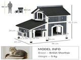 Gray Modern Outdoor Cat Furniture Weather-Resistant Roof, Garden Bed, Multi-Entry Cat House 40275527