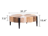 Rustic Manufactured Wood Flower - Shaped Coffee Table with Metal Legs, 31.7" Diameter Vintage W2729P353716