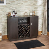 ZUN Espresso 2-Door Wine Cabinet with Stemware Rack B062P215513