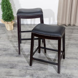 24" Counter Stool, Espresso Finish, Black Leather Seat B04660611