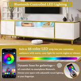 U-Can 70.9'' Modern TV Stand for TVs up to 80 Inches, Entertainment Center with 2 Shelves and LED N724P284377K