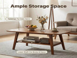 Mid Century Modern Coffee, 100% Solid Oak Wood Coffee with Storage Shelf, 2-Tier Coffee W3204P469105