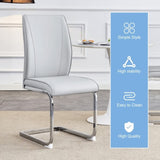 Luxury Simple Arch Chair - Set of 2 Light Gray PU Material High Resilience Dining Chair with Arched W1151P154870