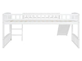 Twin size Loft Bed with Slide and Ladder, White 64080717