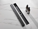 28 Inch Linear Shower Drain with 2-in-1 Flat & Tile Insert Removable Cover, 304 Stainless Steel with 24721985