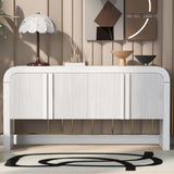 U_STYLE Striped Storage Cabinet with 4 Doors , Adjustable, Suitable for Study,Entrance and Living WF321487AAK