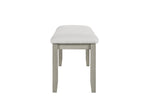 ZUN 1pc Gray Finish Standard Height Dining Bench White Fabric Upholstered Seat Tapered Legs Contemporary B011P162535