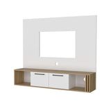 Lesslie Entertainment Center Multistorage and Cable Management, White and Natural Oak B128P263721