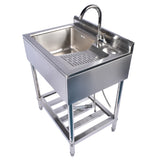 28.3in Stainless Steel, Left, Right Wash, Silver with Water Faucet Free Standing Laundry 61405108