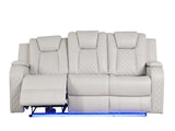 BENZ LED & Power Reclining Sofa Made With Faux Leather in Ice 659436286627