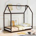 ZUN Twin Size House Bed Wood Bed, Espresso 52223553