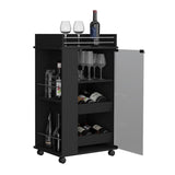 Baltimore Bar Cart with Casters, Glass Door and 2-Side Shelf B070P188862